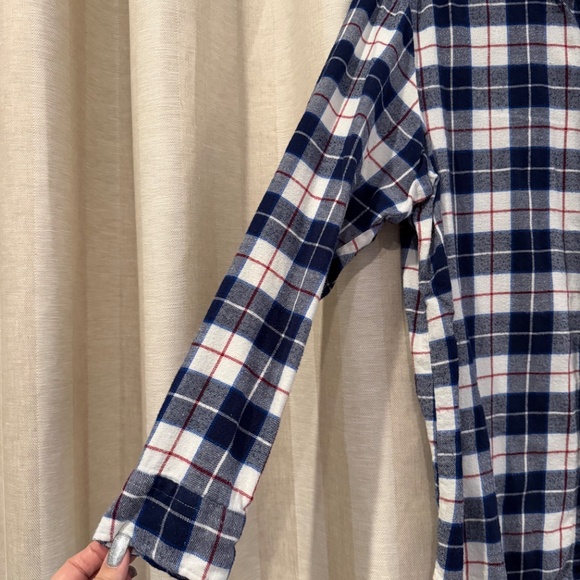 John Ashford Men's Long Sleeve Cotton Flannel Blue & White Plaid, Size Large - Picture 3 of 11